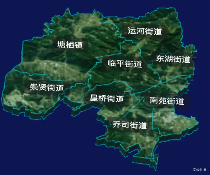threejs杭州市临平区geoJson地图3d地图CSS3D标签